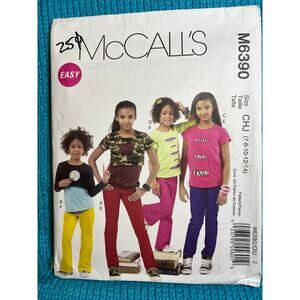 McCalls 6390 Sewing pattern Kids Girls top pants size 7 8 10 12 14